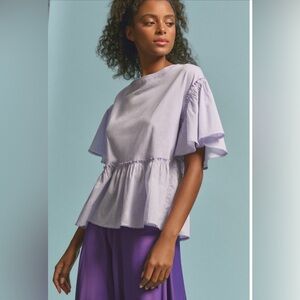 NWT Anthropologie babydoll top lilac sz xs